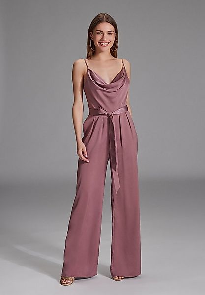 Hey Kyla Jumpsuit - Satin Jumpsuit mit Bindegürtel Oberteil in figurbetonte günstig online kaufen