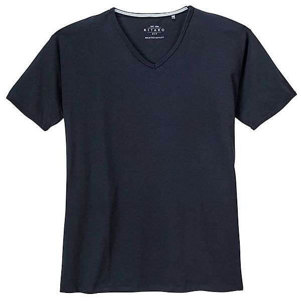 Kitaro V-Shirt Übergrößen V-Neck Stretch-T-Shirt Basic navy Kitaro günstig online kaufen