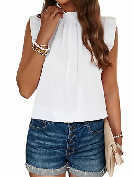 ZWY Kurzarmbluse Elegante Damen Süße ärmellose Hemden (1-tlg) Kurzarmbluse günstig online kaufen