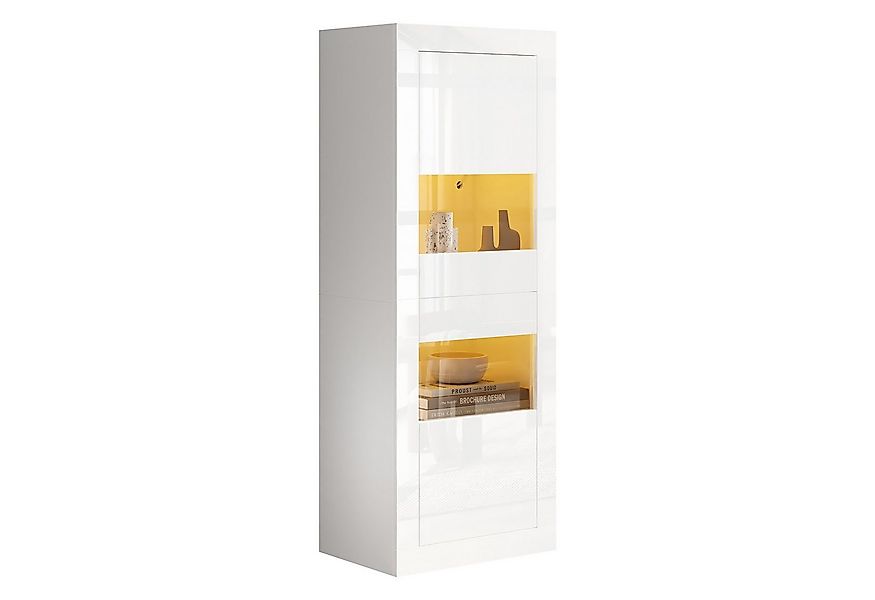 OKWISH Vitrine Hochglanzweiß Hochschrank (Lagerschrank, Highboard, freisteh günstig online kaufen