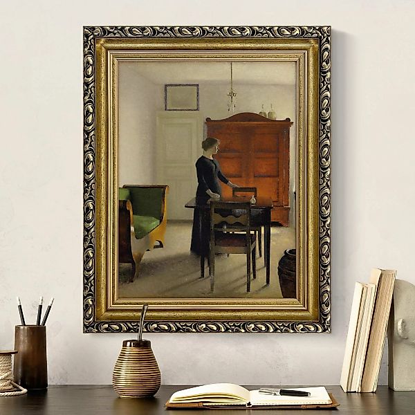 Gerahmtes Leinwandbild Vilhelm Hammershoi - Ida in einem Interieur günstig online kaufen