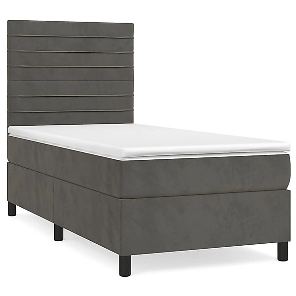 vidaXL Boxspringbett mit Matratze Dunkelgrau 80x200 cm Samt1348902 günstig online kaufen