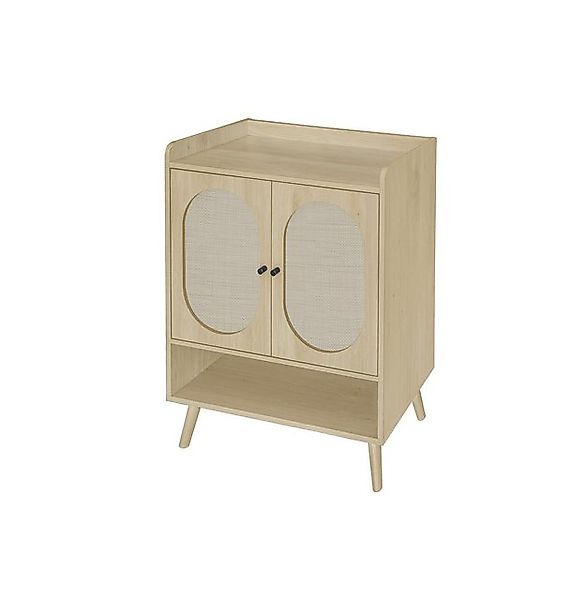 Auledio Schuhschrank Naturholz mit Rattan & Ablagefach, 2 Türen • 68×35×90 günstig online kaufen