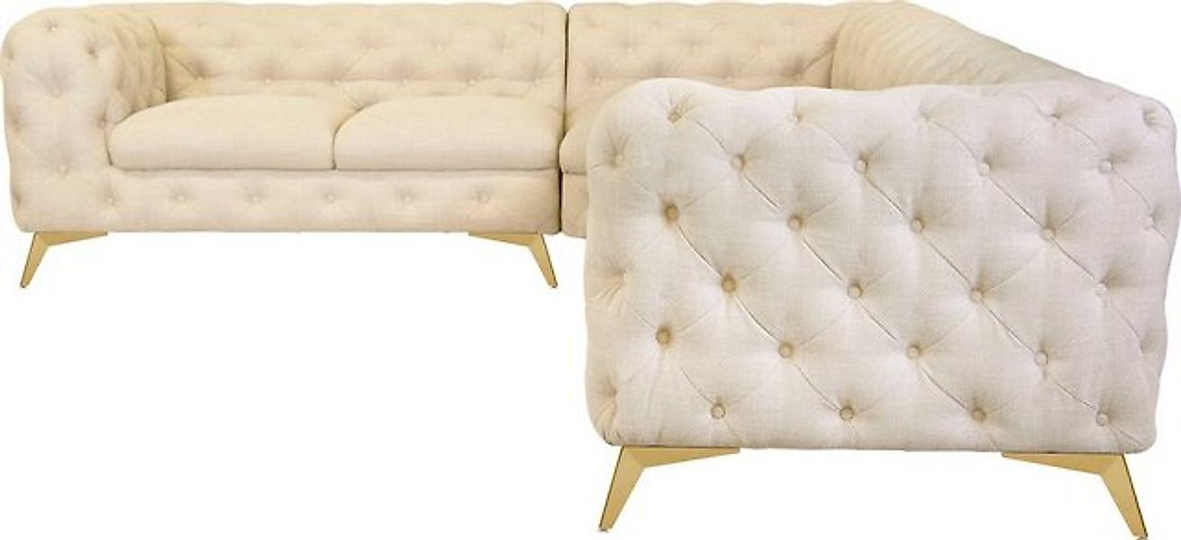 Leonique Chesterfield-Sofa "Ecksofa GLYNIS L-Form mit Wellenunterfederung, günstig online kaufen