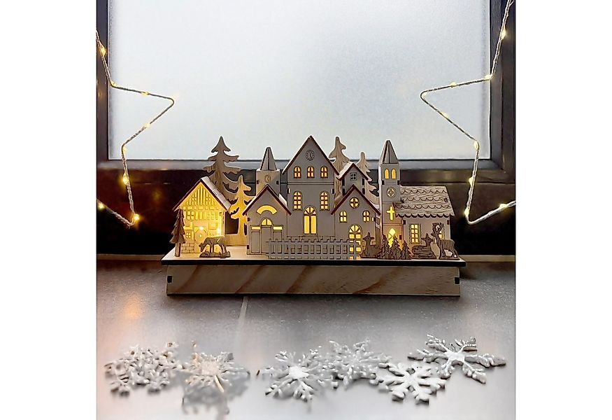 Spetebo Weihnachtsdorf LED Aufsteller warm weiß beleuchtet 30 x 14 cm, Tisc günstig online kaufen