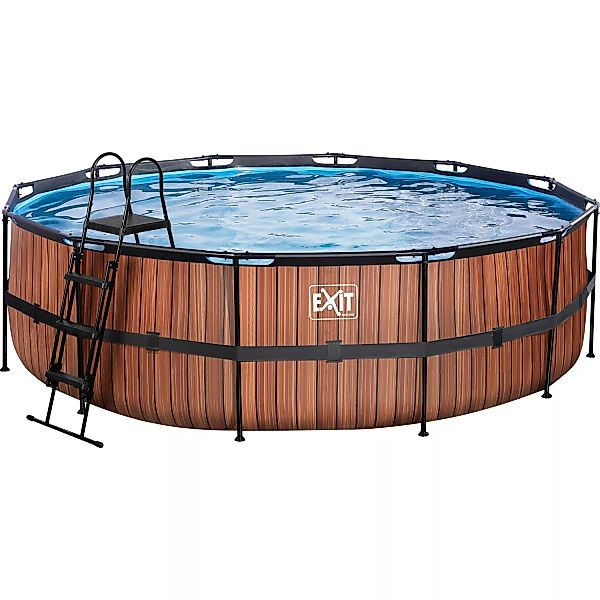 EXIT Wood Pool Braun ø 488 x 122 cm m. Sandfilterpumpe günstig online kaufen