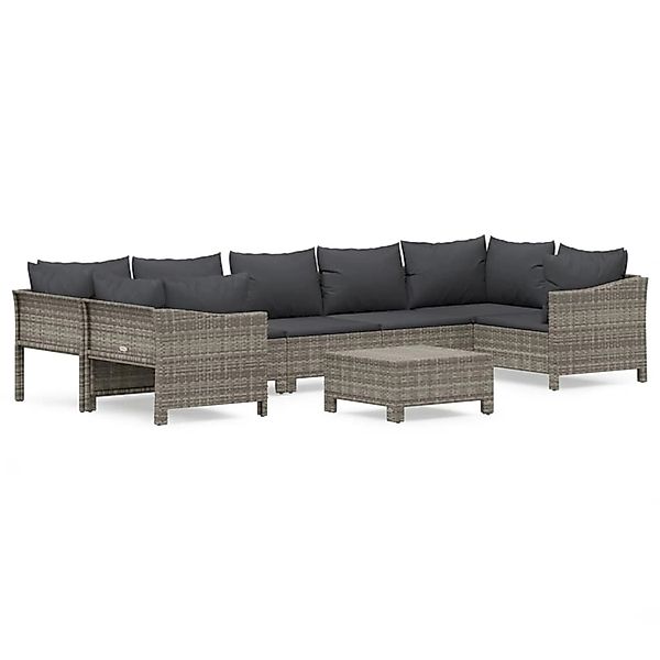 vidaXL 8-Tlg Garten-Lounge-Set mit Kissen Grau Poly Rattan 3187303 günstig online kaufen