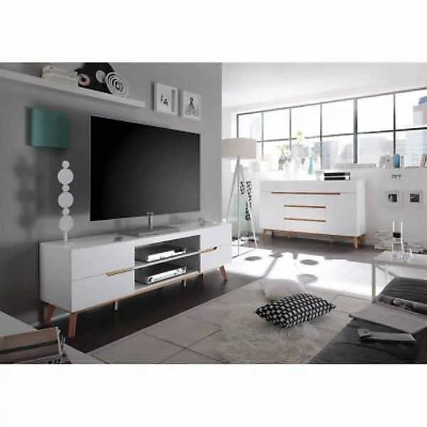 Lomadox Wohnzimmermöbel Set TV Lowboard und Sideboard CERVERA-05 in weiß ma günstig online kaufen