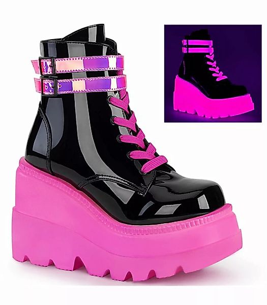 Plateau Ankle Boots SHAKER-52 - Schwarz/Neon-Pink (Schuhgröße: EUR 40) günstig online kaufen