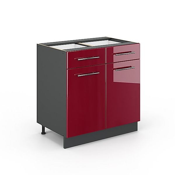 Vicco Küchenunterschrank Fame-Line Bordeaux Hochglanz/Anthrazit 80 cm AP Ei günstig online kaufen
