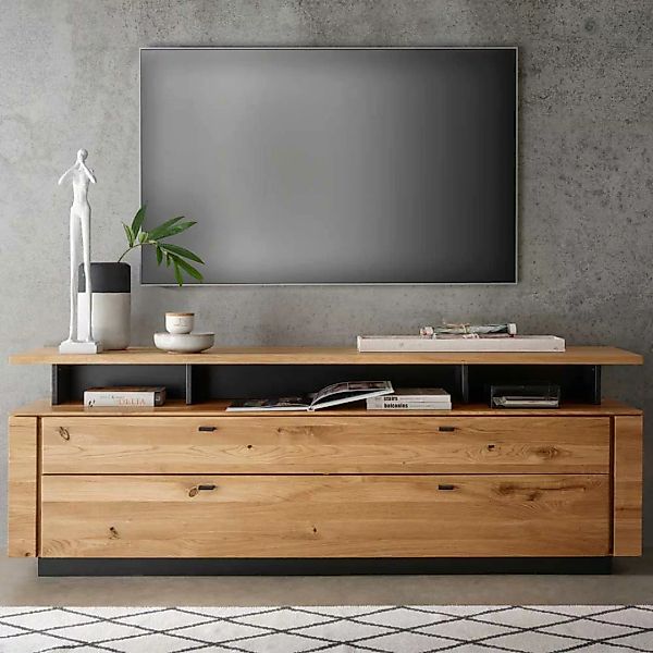 Phonomöbel massiv Wildeiche in modernem Design TV Aufsatz günstig online kaufen