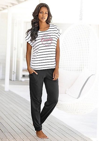 Buffalo Pyjama (2 tlg) im Streifenlook mit farbigem Frontprint günstig online kaufen