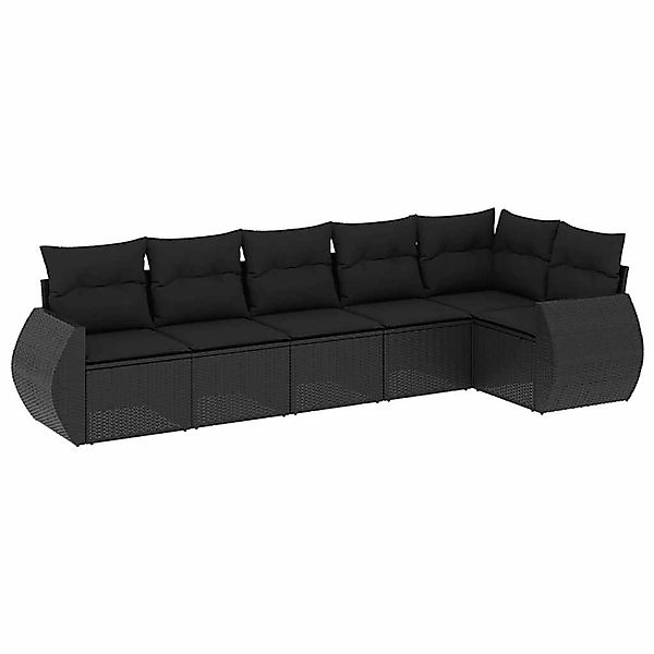 vidaXL 6-Tlg Garten-Sofagarnitur mit Kissen Schwarz Poly Rattan 3253722 günstig online kaufen
