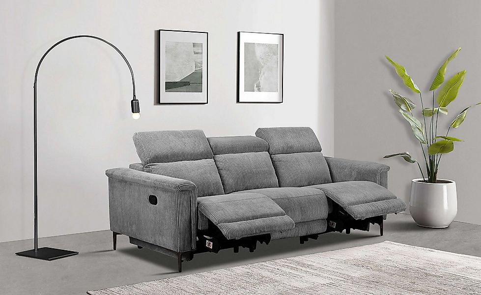 Places of Style 3-Sitzer "Lund Cord, mit manueller o. elektrischer Relaxfun günstig online kaufen