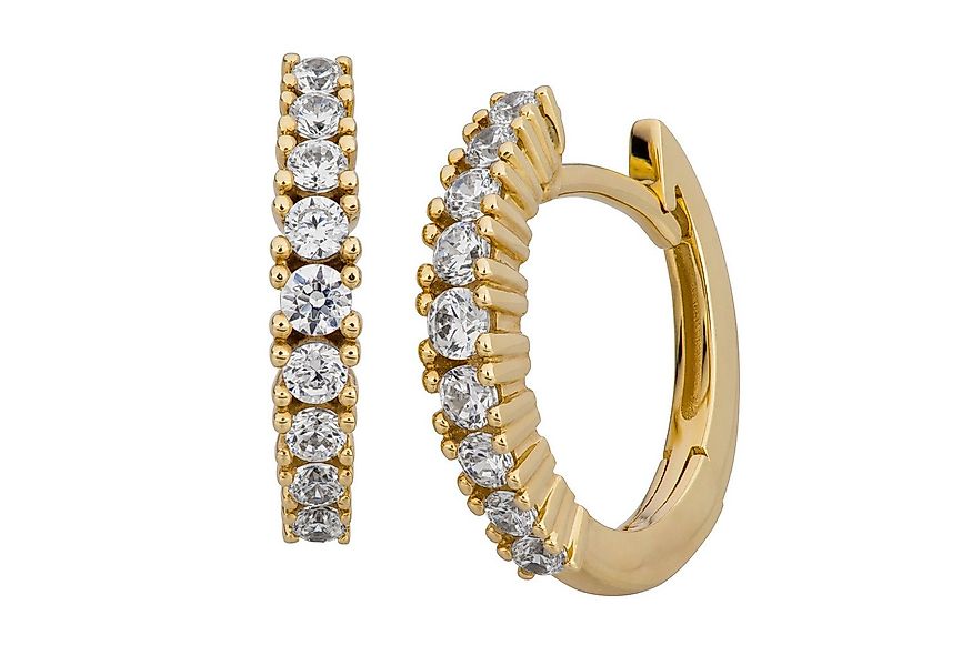 Orolino Paar Creolen Gold 333 mit 18 weißen Zirkonia-Steinen günstig online kaufen