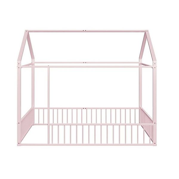 Gotagee Kinderbett Jugendbett 140x200 Hausbett mit Zaun Bettgestell Metallb günstig online kaufen