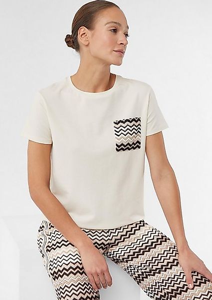 Comma Kurzarmshirt Jersey-T-Shirt mit gestrickter Brusttasche günstig online kaufen