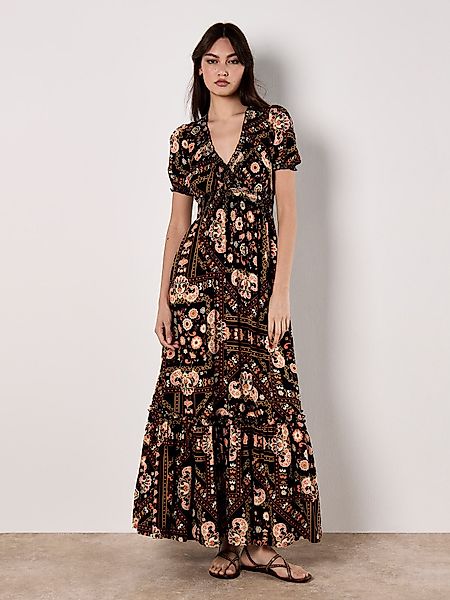 Apricot Druckkleid Maxi-Sommerkleid, mit Smokband und günstig online kaufen