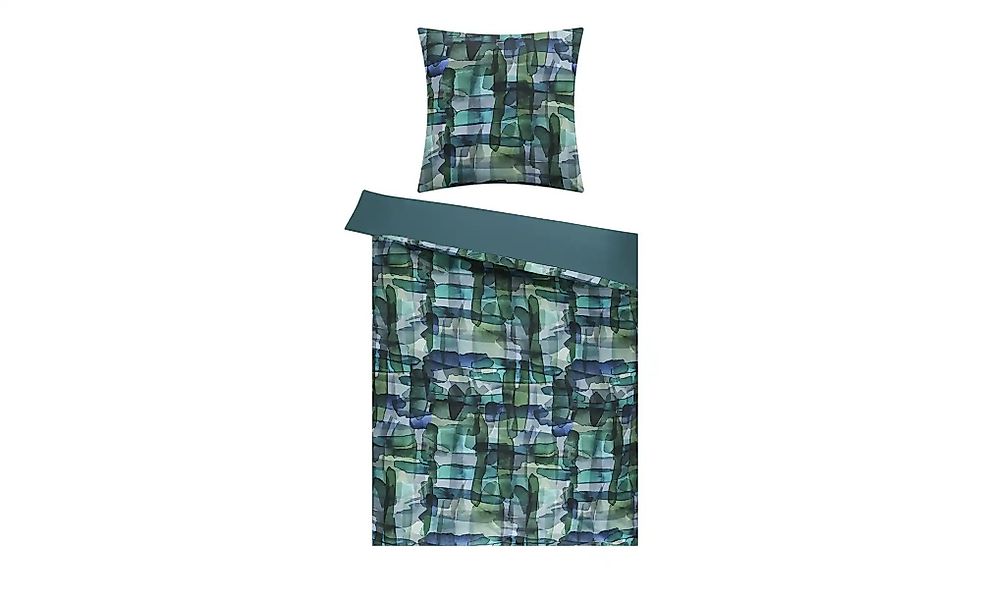 indigo Mako-Satin Wendebettwäsche  Stripes ¦ grün ¦ Maße (cm): B: 135 Bettw günstig online kaufen