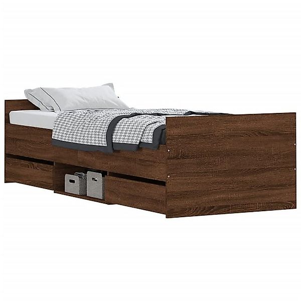 vidaXL Bett Bettgestell mit Kopf- und Fußteil Braun Eichen-Optik 75x190 cm günstig online kaufen