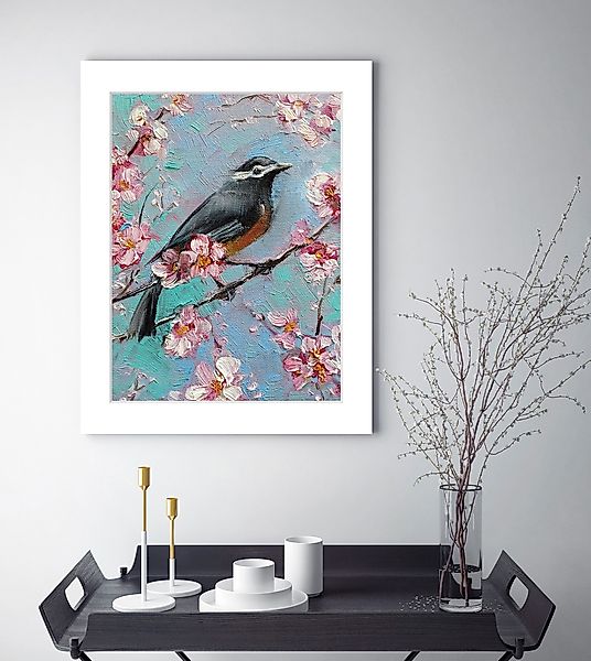 queence Bild »Mona«, Vögel, gerahmt, Blumen günstig online kaufen