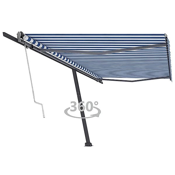furnicato Standmarkise Automatisch 500x300 cm Blau & Weiß günstig online kaufen
