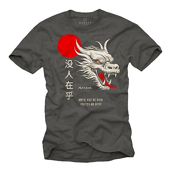 MAKAYA Print-Shirt mit Chinesischen Drachen Spruch günstig online kaufen