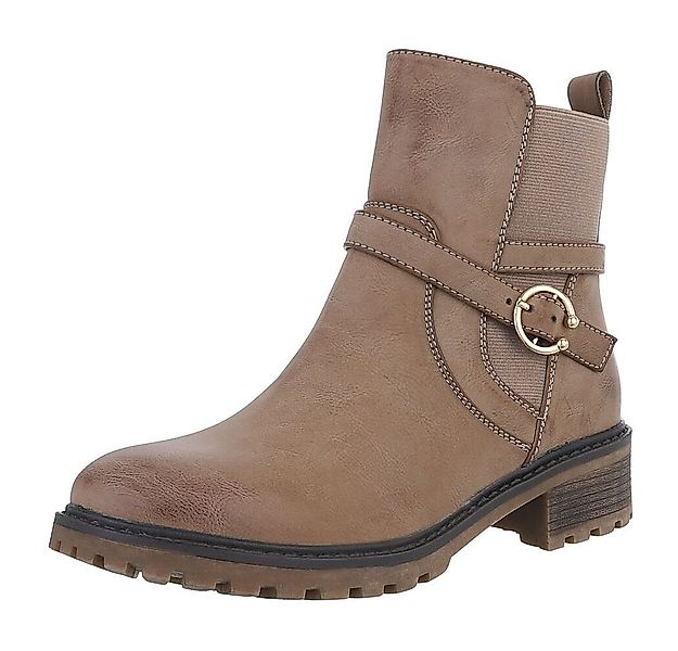 Ital-Design Damen Freizeit Stiefelette (88489432) Blockabsatz Flache Stiefe günstig online kaufen