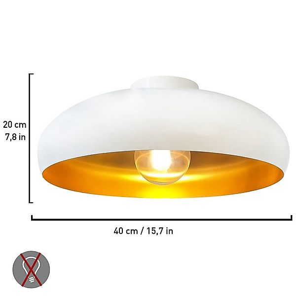 Deckenleuchte Olli, weiß/gold Ø 40 cm, Metall, E27 günstig online kaufen