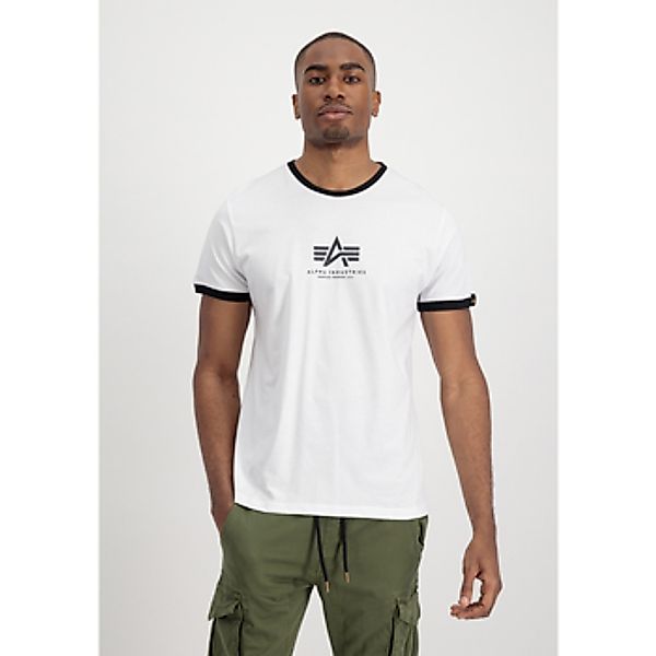 Alpha Industries  T-Shirts & Poloshirts Basic T-Shirt Contrast ML - white günstig online kaufen