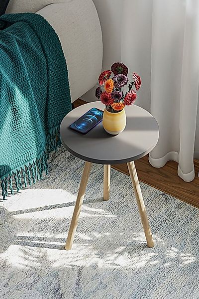 en.casa Beistelltisch (1-St), Holzbeine, melaminbeschichtet, Farbe: grau günstig online kaufen