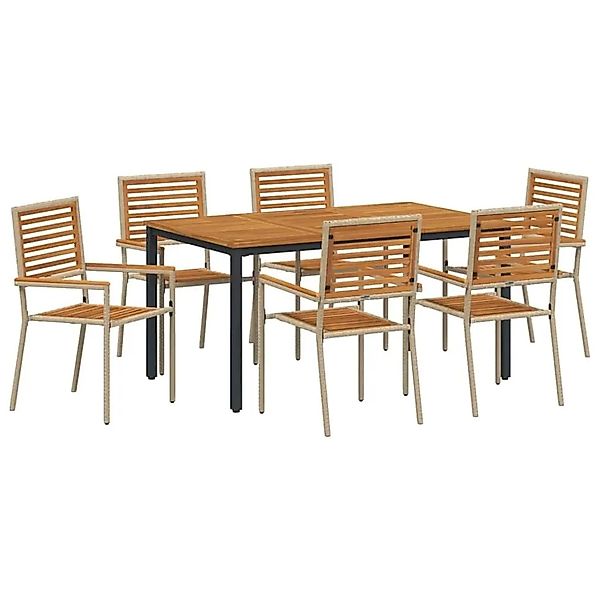 vidaXL Garten Essgruppe 7-Tlg Beige und Braun Poly-Rattan 3365501 günstig online kaufen