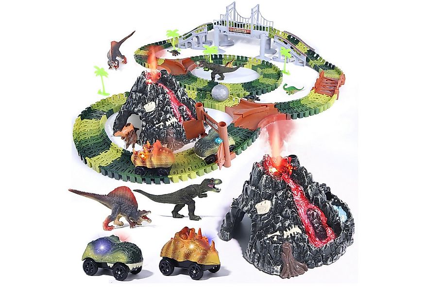 DINO SONO Spielzeug-Rennwagen Dinosauriern Vulkan Autorennbahn Spielzeug Re günstig online kaufen