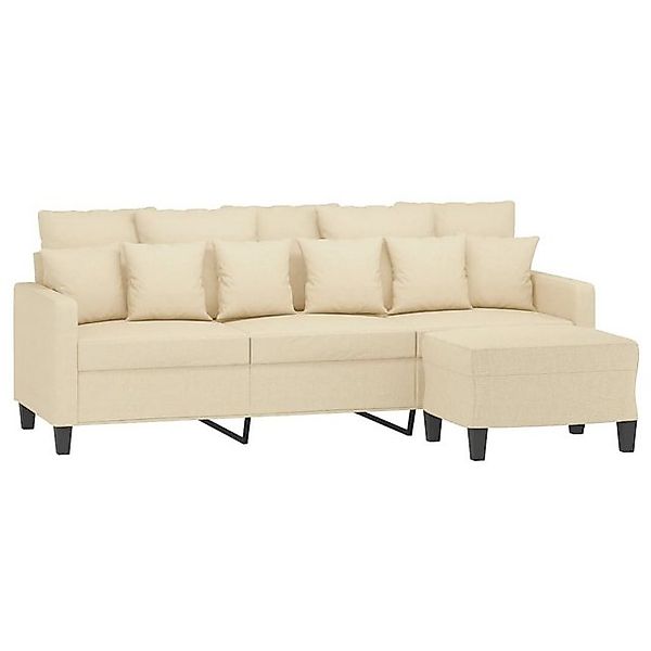 vidaXL Sofa 3-Sitzer-Sofa mit Hocker Creme günstig online kaufen