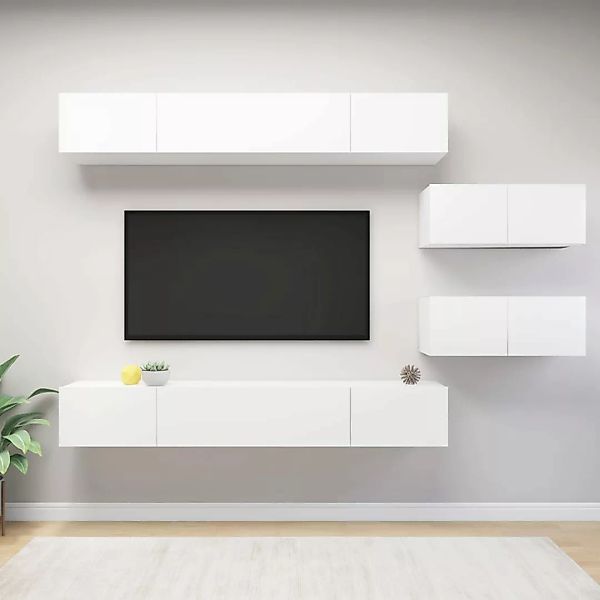 6-tlg. Tv-schrank-set Weiß Spanplatte günstig online kaufen