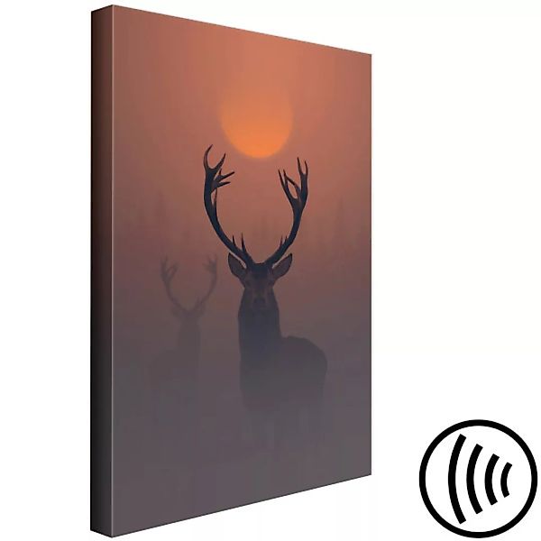 Leinwandbild Deers in the Fog (1 Part) Vertical XXL günstig online kaufen