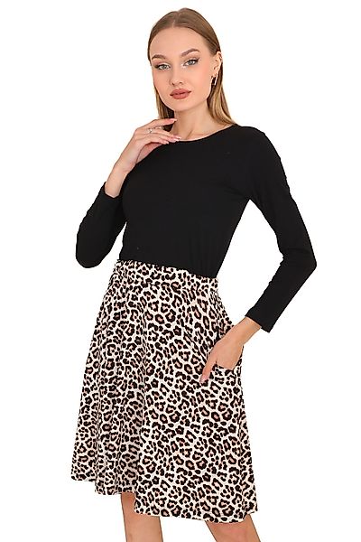 Bongual Jerseykleid 2-in-1 Midikleid Langarm Leopard günstig online kaufen