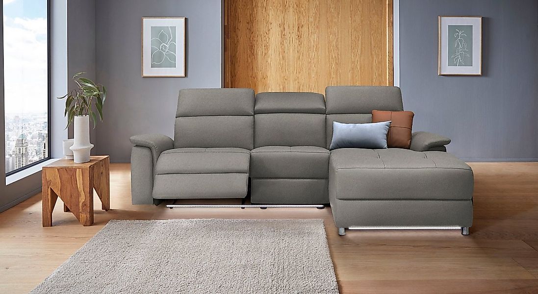 Home affaire Ecksofa Pareli, L-Form, 259cm,m. Recamiere, Echtleder, Kunstle günstig online kaufen