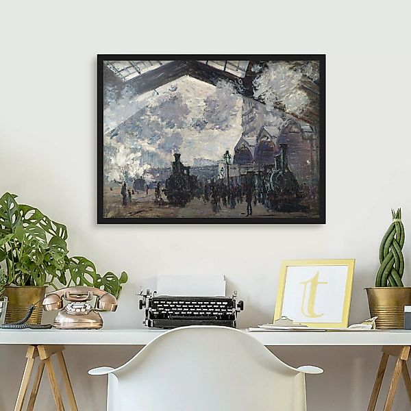 Bild mit Rahmen Kunstdruck - Querformat Claude Monet - Gare Saint Lazare günstig online kaufen