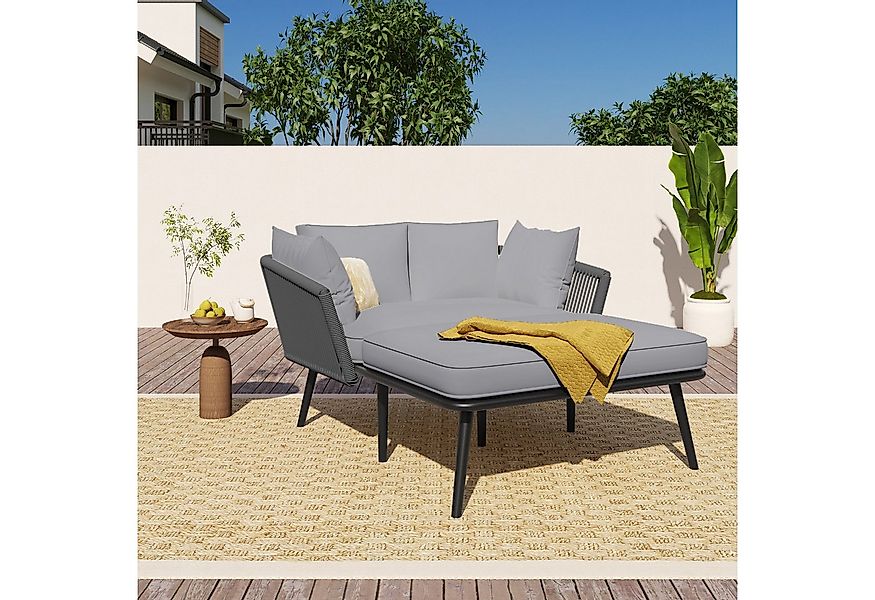 Merax Loungebett, mit Stahlrahmen und Kissen,Gartenliege,Gartenlounge,Garte günstig online kaufen