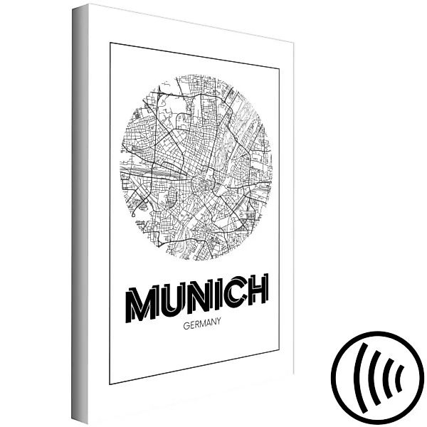 Bild auf Leinwand München - Stadtplan der deutschen Stadt in Schwarzweiß XX günstig online kaufen
