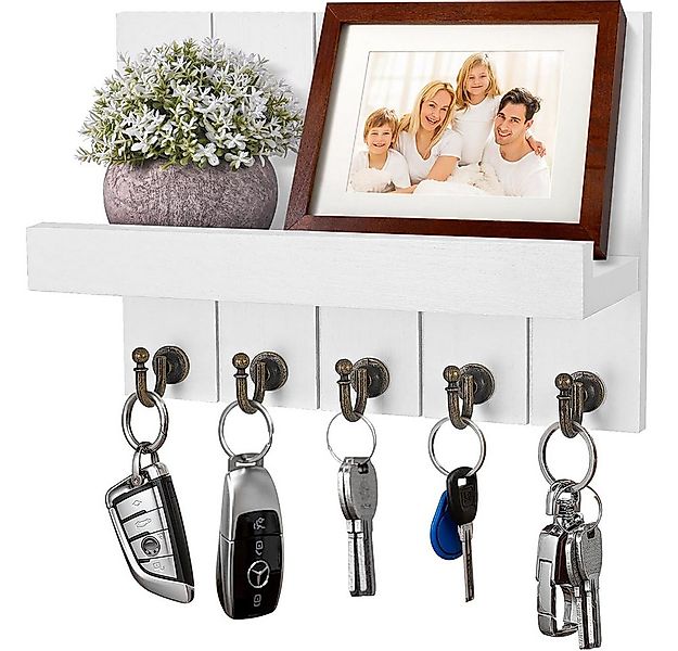 NUODWELL Schlüsselbrett Schlüsselbrett aus Holz, Schlüsselhalter mit Ablage günstig online kaufen