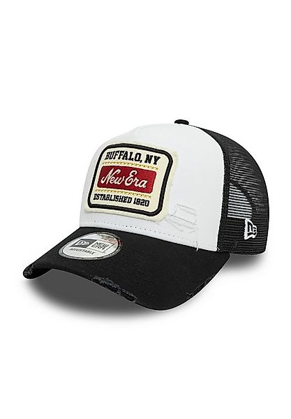 New Era Baseball Cap NE Patch Distressed Weiß Schwarz Verstellbare A-Frame günstig online kaufen