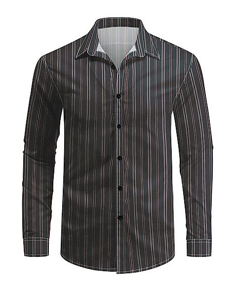 Allthemen Langarmhemd mit mehrfarbigen Blockstreifen Herren Freizeitshemd R günstig online kaufen