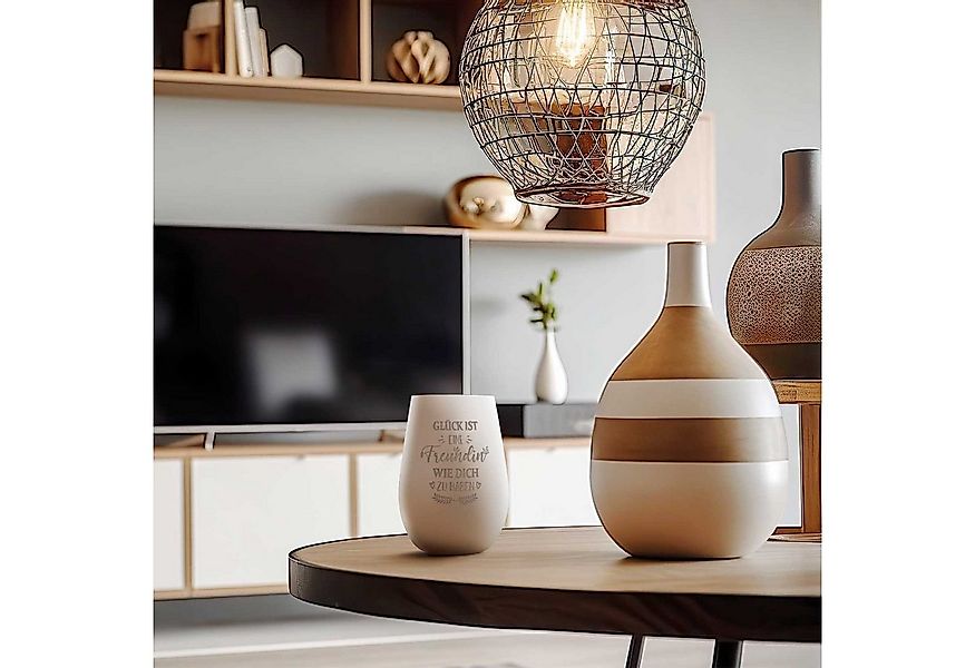 GRAVURZEILE Windlicht aus Glas mit Gravur - Glück ist eine Freundin wie Dic günstig online kaufen