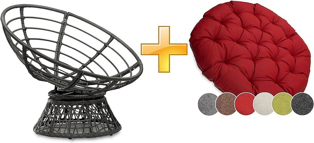 sunnypillow Rattanstuhl Papasansessel, Rattansessel mit Kissen rund Durchme günstig online kaufen