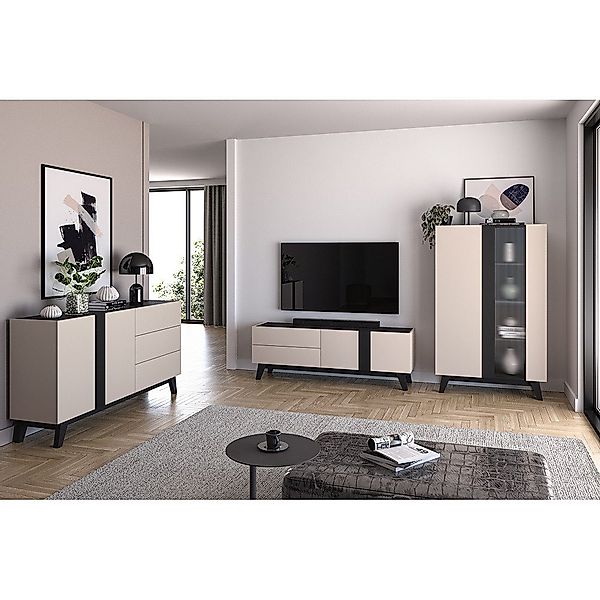 Lomadox Wohnzimmer-Set FRIONA-131, (Mega-Spar-Set, 3-St., Highboard günstig online kaufen