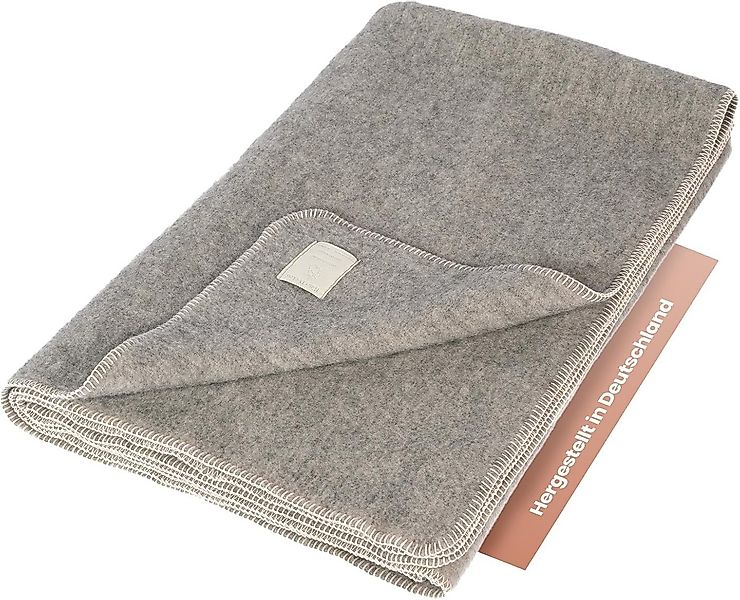Wohndecke Puristische Schafwolldecke Gotland aus 100% Schurwolle grau-melie günstig online kaufen