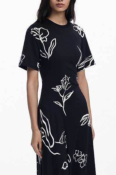 Desigual Partykleid Schwarzes Langarmkleid für Damen mit Druck und Rundhals günstig online kaufen