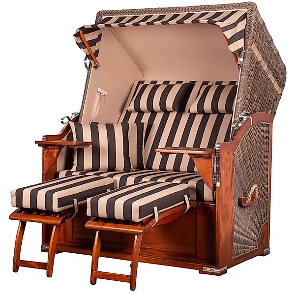 bene,iving Strandkorb Komplettset Schaalsee Mahagoni PE grau Modell 581 günstig online kaufen